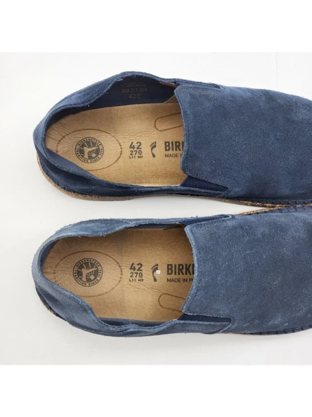 Birkenstock Callan Men’s Slip-On Suede Shoes Size 42 9 US Navy Cork Sole